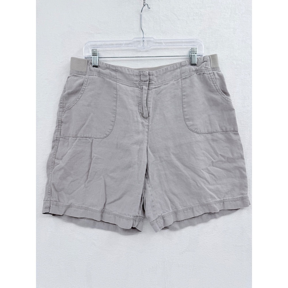 J. Jill Linen Shorts 14 Gray 8" Inseam Relaxed Casual Travel Basic
